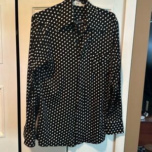 Black and white polka dot men’s stretch dress shirt
